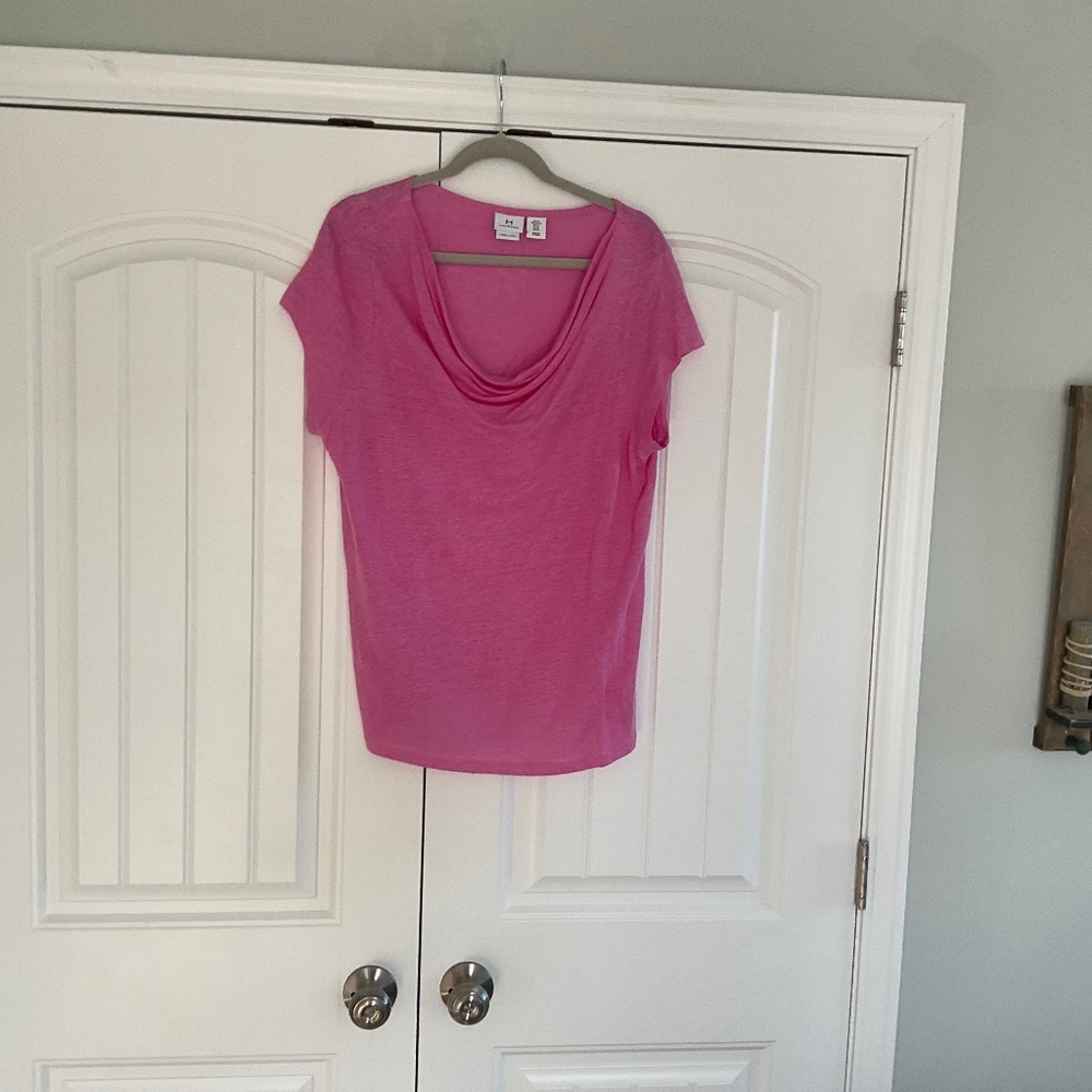 H by Halston  XL Draped Linen T-Shirt